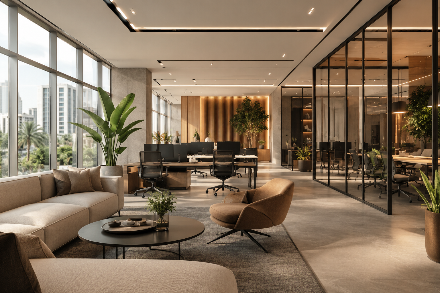 Generate high quality image for Hero Banner on this title - Office Fit Out in JVC and Al Barsha: What Growing Dubai Businesses Are Getting Right